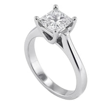 Afbeelding in Gallery-weergave laden, 1 karaat prinses geslepen solitaire Natuurlijke echte diamanten ( niet in een laboratorium gekweekt ) trouwring 14K witgoud
