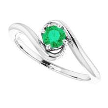 Afbeelding in Gallery-weergave laden, 1 karaat groene smaragd ring vrije vorm schacht instelling wit goud 14K
