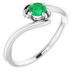1 karaat smaragd ring vrije vorm schacht instelling wit goud 14k