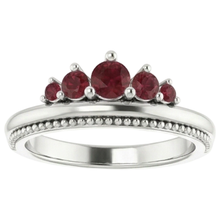 Afbeelding in Gallery-weergave laden, 1 karaat vijf stenen ring Robijn wit goud 14K
