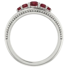 Afbeelding in Gallery-weergave laden, 1 karaat vijf stenen ring Robijn wit goud 14K
