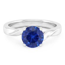 Afbeelding in Gallery-weergave laden, 1-karaats Solitaire Ceylon Sapphire-ring voor dames met gedraaide schacht
