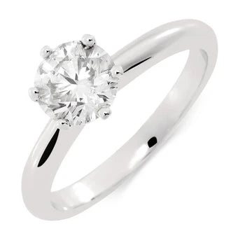 1.20 Ct Rond Geslepen Solitaire Echt Diamanten Trouwring Wit Goud 14K