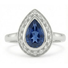 Afbeelding in Gallery-weergave laden, 1.30 Ct Ceylon Sapphire Pear Diamonds Trouwring
