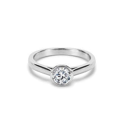 1.50 Ct Bezel Set Sprankelende Ronde Geslepen Echt Diamanten Solitaire Ring