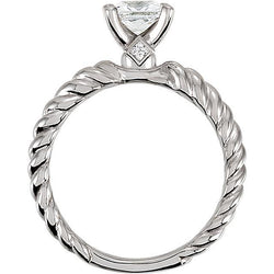 1.50 Karaat Prinses Echt Diamanten Twisted Rope Style Shank Solitaire Ring