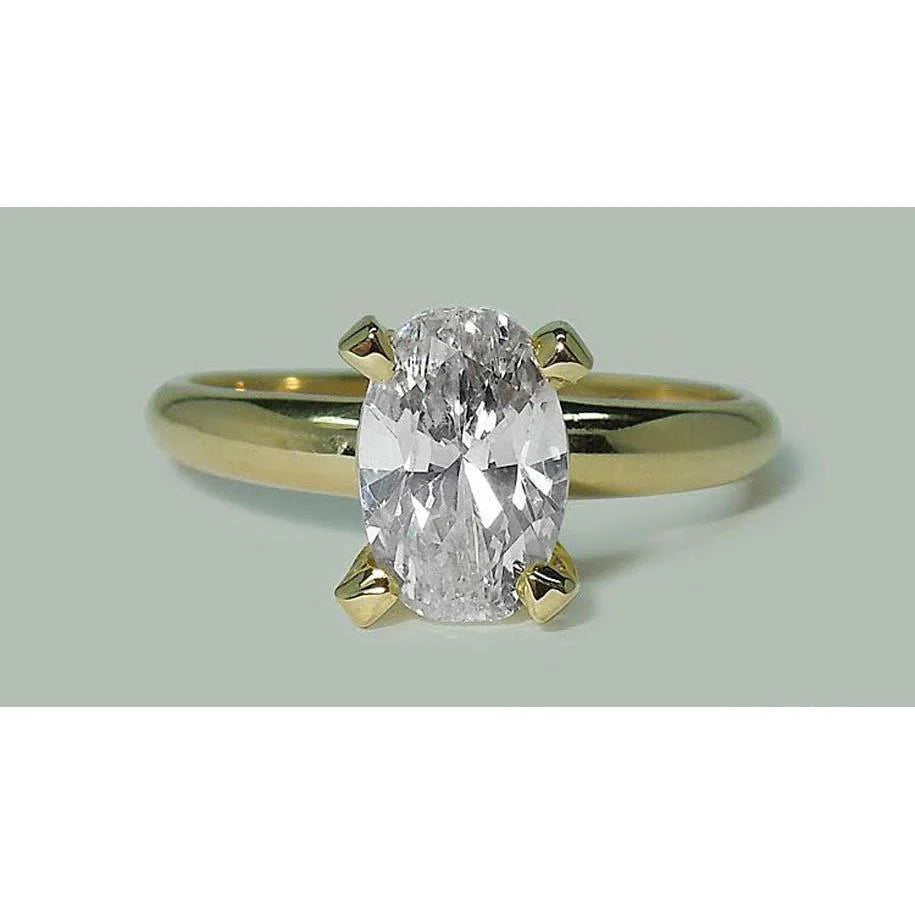 1.51 Karaat Ovale Echt Diamanten Solitaire Ring Geel Goud 14K