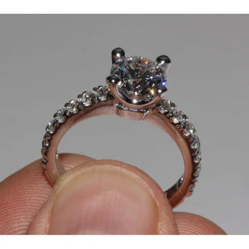 1.51 Karaat Solitaire Echt Diamanten Verlovingsring Wit Goud 14K