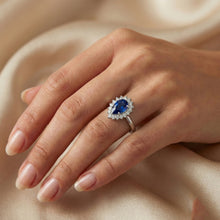 Afbeelding in Gallery-weergave laden, 1.75 ct blauwe peer geslepen saffier met Natuurlijke echte diamanten ( niet in een laboratorium gekweekt ) ring dame goud
