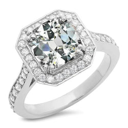 Ring met 10 Karaat Kussen Geslepen uit de aarde gewonnen Diamant met Accenten