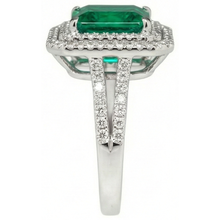 Afbeelding in Gallery-weergave laden, 10 Karaat Prinsesslijpsel Groene Smaragd GIA Met Natuurlijke uit de aarde gewonnen Diamanten Ring
