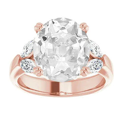 Echte 10 Karaat Ovale & Marquise Diamanten Ring