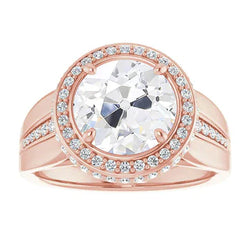 10 Karaat Ronde uit de aarde gewonnen Diamanten Halo Trouwring