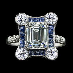 11. 10 Karaat Art Deco Smaragd Halo Ring
