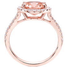 Afbeelding in Gallery-weergave laden, 10,10 ct Morganite Halo Natuurlijke echte diamanten ( niet in een laboratorium gekweekt ) ring rosé goud 14k
