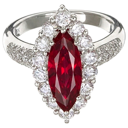 10.50 Ct Rode Robijn IGI GECERTIFICEERDE Marquise Slijpvorm Met Diamanten Ring Witgoud 14K