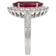 Afbeelding in Gallery-weergave laden, 10.50 Ct Rode Robijn IGI GECERTIFICEERDE Marquise Slijpvorm Met Diamanten Ring Witgoud 14K
