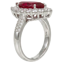 Afbeelding in Gallery-weergave laden, 10.50 Ct Rode Robijn IGI GECERTIFICEERDE Marquise Slijpvorm Met Diamanten Ring Witgoud 14K
