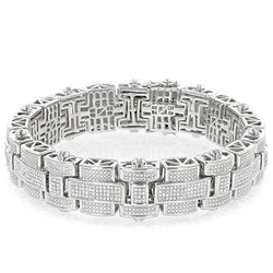 10.50 Karaat Rond Geslepen Kleine Natuurlijke uit de aarde gewonnen Diamanten Heren Armband Witgoud 14K
