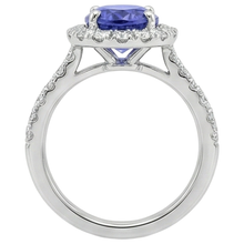 Afbeelding in Gallery-weergave laden, echte round tanzaniet 11.25karaat ring met diamantaccenten
