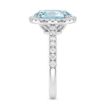 Afbeelding in Gallery-weergave laden, 11.70 ct ovale aquamarijn en ronde Natuurlijke echte diamanten ( niet in een laboratorium gekweekt ) ring 14 kt witgoud
