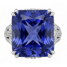 Afbeelding in Gallery-weergave laden, 11.51 Karaat Kussen Sri Lanka Kleur Saffier Rond IGI GECERTIFICEERDE Diamanten Witgouden Ring
