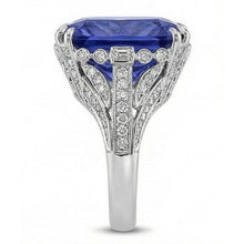 Afbeelding in Gallery-weergave laden, 11.51 Karaat Kussen Sri Lanka Kleur Saffier Rond IGI GECERTIFICEERDE Diamanten Witgouden Ring
