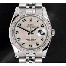 Afbeelding in Gallery-weergave laden, 116234 Rolex Wit Parelmoer Arabisch Wijzerplaat 36mm Horloge
