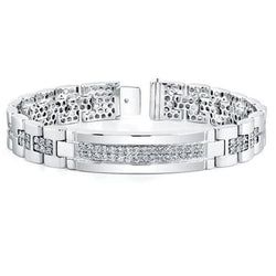 11 Karaat Rond Geslepen Heren Armband met Natuurlijke uit de aarde gewonnen Diamanten Witgoud 14K