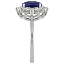 Afbeelding in Gallery-weergave laden, 11.75 Ct Blauwe Tanzaniet met Natuurlijke uit de aarde gewonnen Diamanten Trouw Cluster Ring 14K Witgoud
