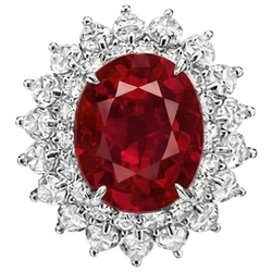 11,75 karaat rode robijn met Natuurlijke echte diamanten ( niet in een laboratorium gekweekt ) Ring 14K witgoud