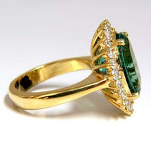 Afbeelding in Gallery-weergave laden, 11 kt Ovale Groene Smaragd Met Diamanten Trouw Ring 14K Geel Goud
