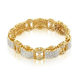 12 Karaat Heren Ronde Geslepen Echt Diamanten Armband Geel Goud 14K