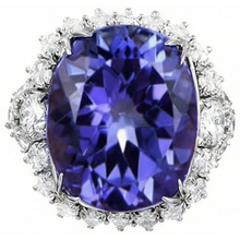 Afbeelding in Gallery-weergave laden, 12,25 ct Grote Ovale Tanzaniet Met Diamanten Trouw Ring Wit Goud
