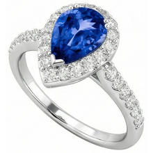 Afbeelding in Gallery-weergave laden, echte round tanzaniet 12.25karaat ring close-up detail
