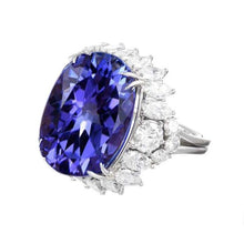Afbeelding in Gallery-weergave laden, 12,25 ct Grote Ovale Tanzaniet Met Diamanten Trouw Ring Wit Goud
