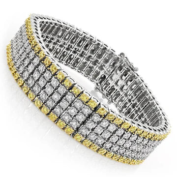 12,50 Karaat Gele En Witte Echt Diamanten Herenarmband Tweekleurig Goud 14K