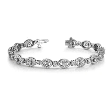 12,50 Karaat Ronde Karaat Echt Diamanten Amandel Schakelarmband Wit Goud 14K