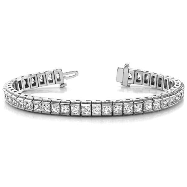 12,60 Karaat Sprankelende Prinses Geslepen Echt Diamanten Tennisarmband WG 14K