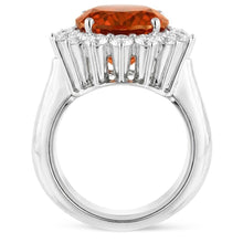 Afbeelding in Gallery-weergave laden, 13 kt ovale mandarijn granaat met ronde Natuurlijke echte diamanten ( niet in een laboratorium gekweekt ) ring wit goud

