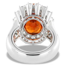 Afbeelding in Gallery-weergave laden, 13 kt ovale mandarijn granaat met ronde Natuurlijke echte diamanten ( niet in een laboratorium gekweekt ) ring wit goud
