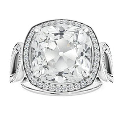 Enorme Kussen Natuurlijke Echte Diamant (Niet Labgekweekt) 13 Karaat Ring
