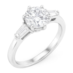 14 Karaat Witgoud Briljant Drie-Steen Ring – 2-karaat Old Mine