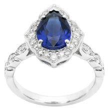 Afbeelding in Gallery-weergave laden, 14 Karaat Witgoud Vintage Royal Blue Saffier Edelsteen Ring 1,50
