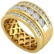 Afbeelding in Gallery-weergave laden, 14 kt geel goud 2 kt Diamanten ring voor heren, Nieuw
