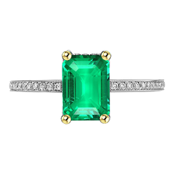 Colombiaanse Smaragd Gekleurde Steen Ring – Pavé 2 karaat 14