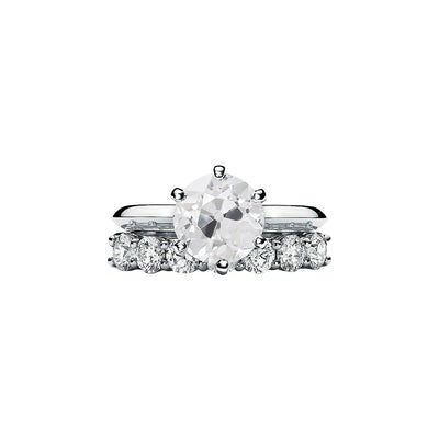 14K Gouden Trouwring set Ronde Oude Mijn Geslepen Echt Diamant 3 Karaat Griffenset
