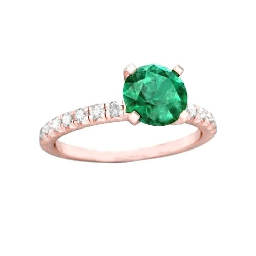 14K Rose Gold groene smaragd en diamanten 3,20 karaat verlovingsring nieuw