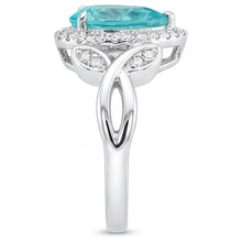 Afbeelding in Gallery-weergave laden, 14K Witgoud VVS Paraiba Toermalijn Halo Verlovingsring 3,25
