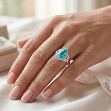 Afbeelding in Gallery-weergave laden, 14K Witgoud VVS Paraiba Toermalijn Halo Verlovingsring 3,25
